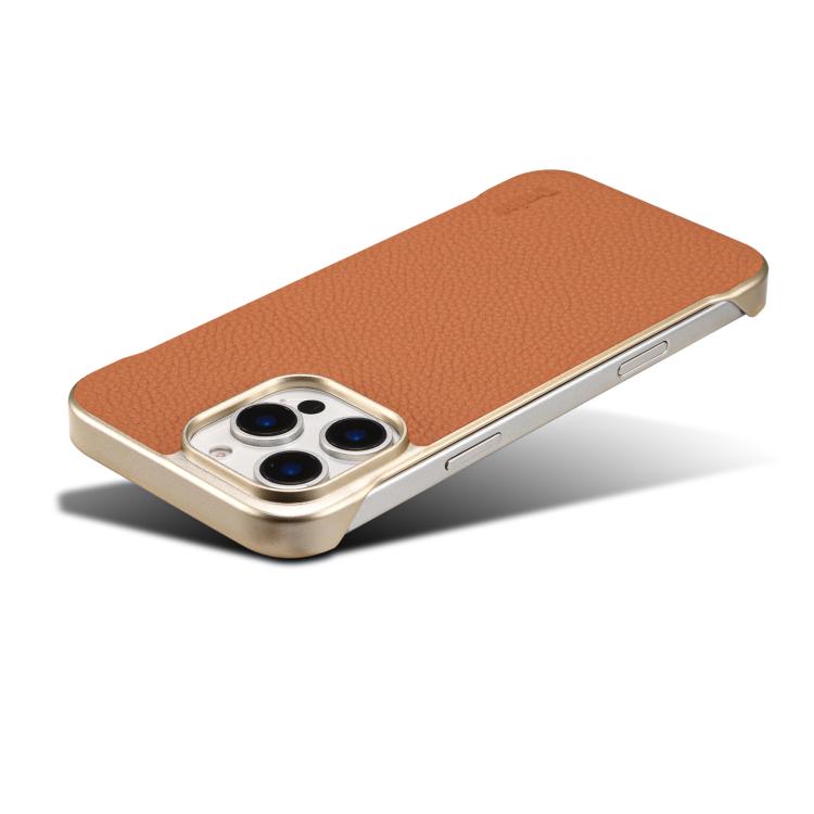 For iPhone 14 / 13 Denior A20 Genuine Leather Litchi Texture MagSafe Frameless Phone Case(Brown) - free shipping - PMc TechLife - Order now!