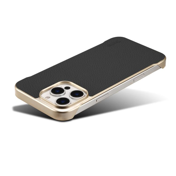 For iPhone 16 Pro Denior A20 Genuine Leather Litchi Texture MagSafe Frameless Phone Case(Black) - free shipping - PMc TechLife - Order now!