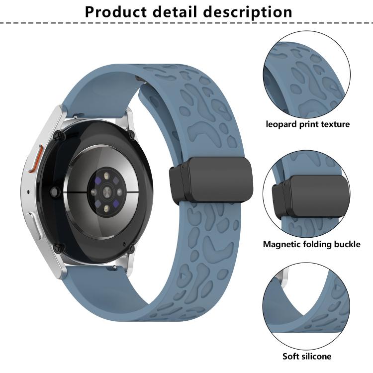 18mm Kalebol Universal Leopard Print Magnetic Folding Buckle Silicone Strap(Dark Blue) - free shipping - PMc TechLife - Order now!