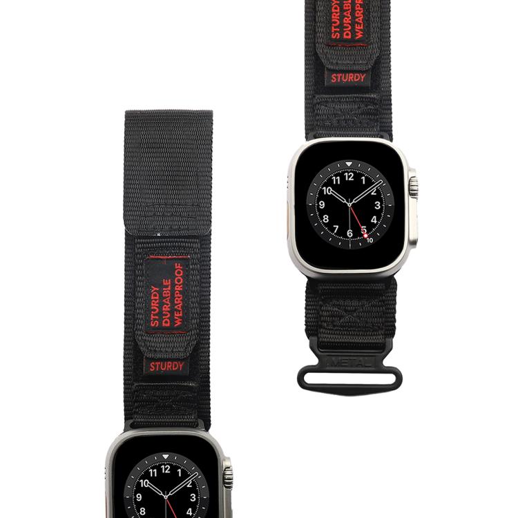 For Apple Watch 46mm / 49mm / 45mm / 44mm Kalebol Simple Two Section Nylon Strap(Black) - Watch Bands by Kalebol | Online Shopping South Africa | PMC TechLife | Buy Now Pay Later Mobicred