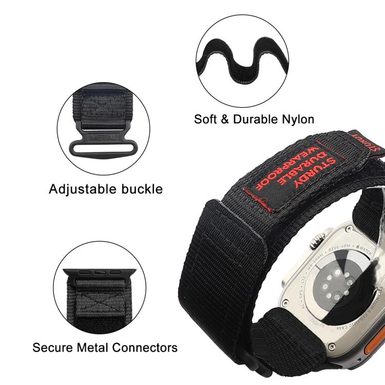 For Apple Watch 46mm / 49mm / 45mm / 44mm Kalebol Simple Two Section Nylon Strap(Black) - Watch Bands by Kalebol | Online Shopping South Africa | PMC TechLife | Buy Now Pay Later Mobicred