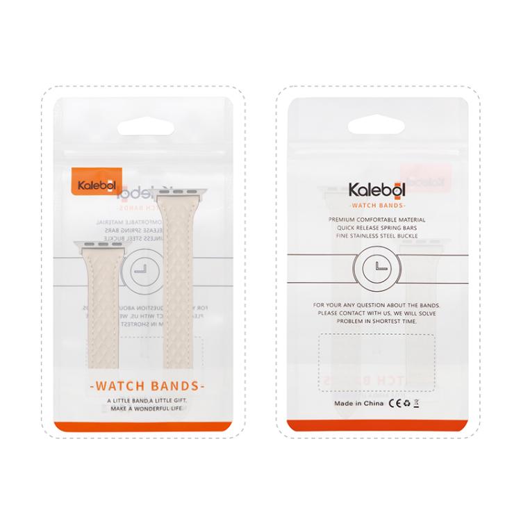 For Apple Watch 42mm / 41mm / 40mm / 38mm Kalebol Diamond Pattern Magnetic Buckle Leather Strap(Mud Grey) - Watch Bands by Kalebol | Online Shopping South Africa | PMC TechLife | Buy Now Pay Later Mobicred