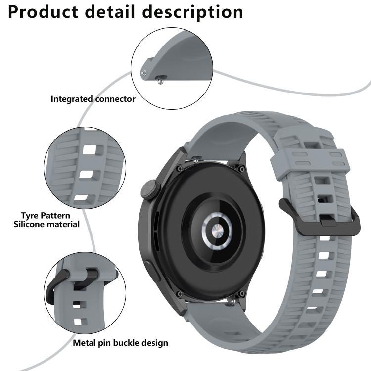20mm Kalebol Black Buckle Tire Pattern Silicone Watch Band(White) - 20mm Bands by Kalebol | Online Shopping South Africa | PMc TechLife | Buy Now Pay Later Mobicred