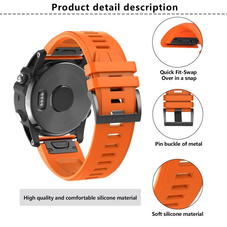 For Garmin QuickFit 22mm Kalebol Plain Texture Silicone Watch Band(Grey) - free shipping - PMc TechLife - Order now!