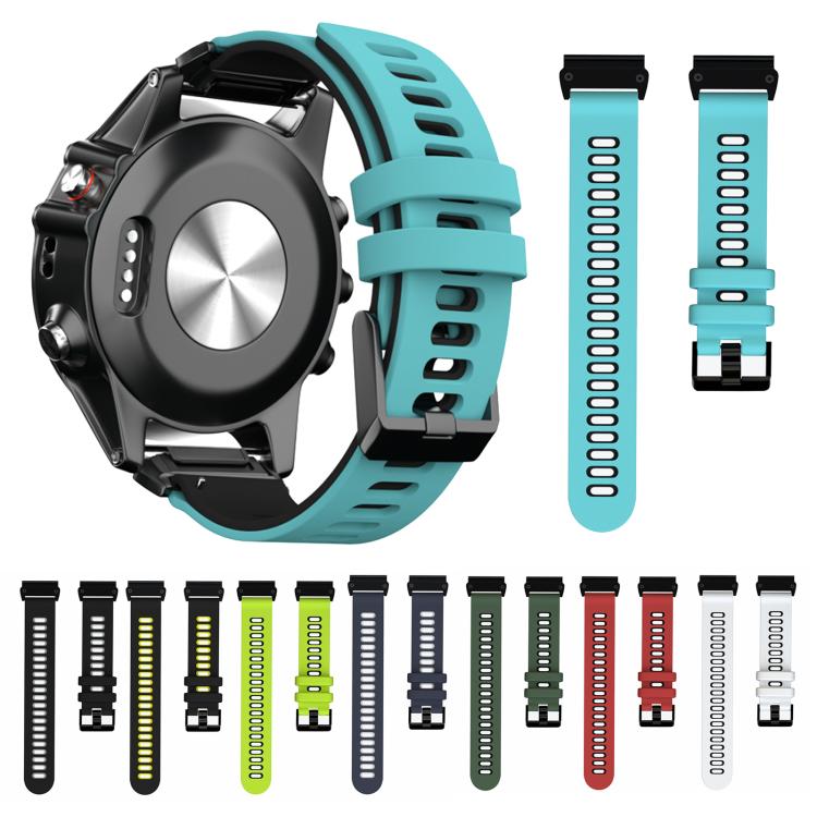 For Garmin QuickFit 22mm Kalebol Two-layer Silicone Watch Band(Black Grey) - free shipping - PMc TechLife - Order now!