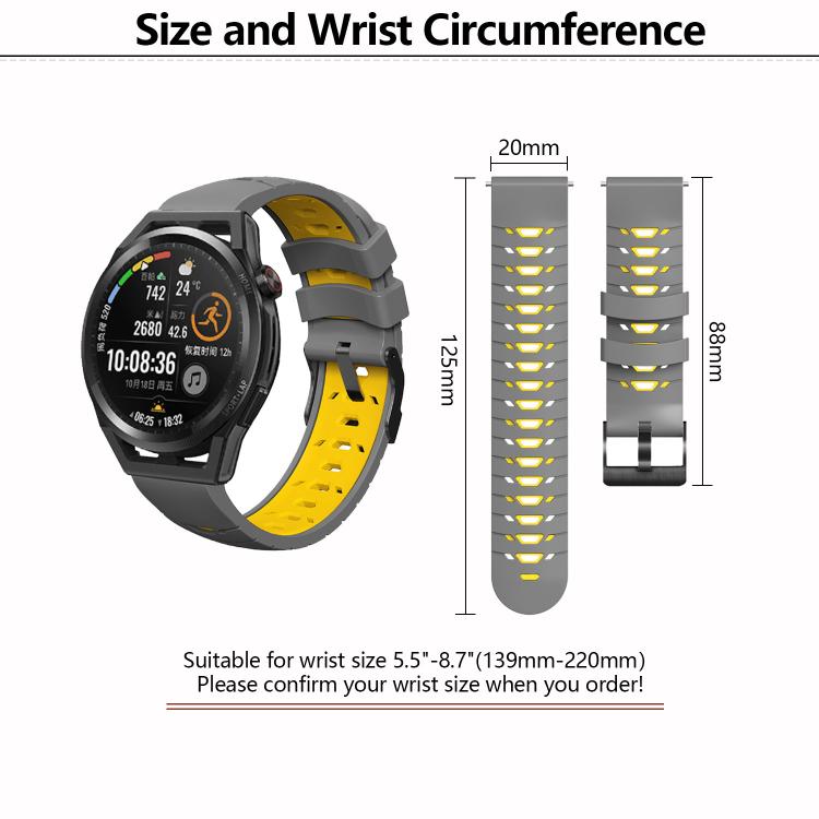 Kalebol 20mm Universal Three Row Holes Silicone Watch Band(Blue Yellow) - 20mm Bands by Kalebol | Online Shopping South Africa | PMc TechLife | Buy Now Pay Later Mobicred