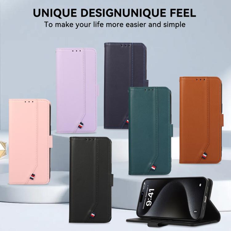 For iPhone 17 Pro Max ABEEL Delicate Texture Splicing RFID Leather Phone Case(Pink) - free shipping - PMc TechLife - Order now!