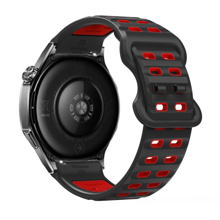 22mm Double-row Hole Studded Buckle Silicone Watch Band(Black Red) - free shipping - PMc TechLife - Order now!