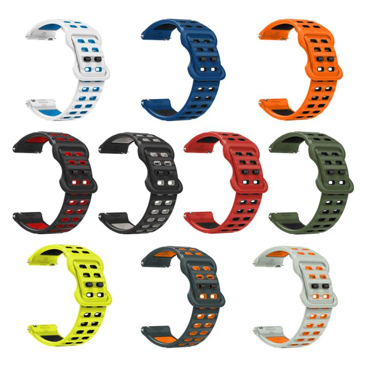 22mm Double-row Hole Studded Buckle Silicone Watch Band(Black Red) - free shipping - PMc TechLife - Order now!
