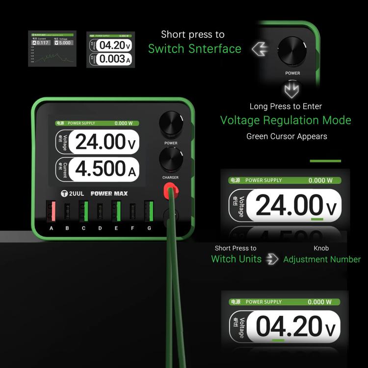 2UUL PC01 POWER MAX 200W Multi-Port Charger Adjustable Voltage Power Supply, Plug:US Plug - free shipping - PMC TechLife - Order now!