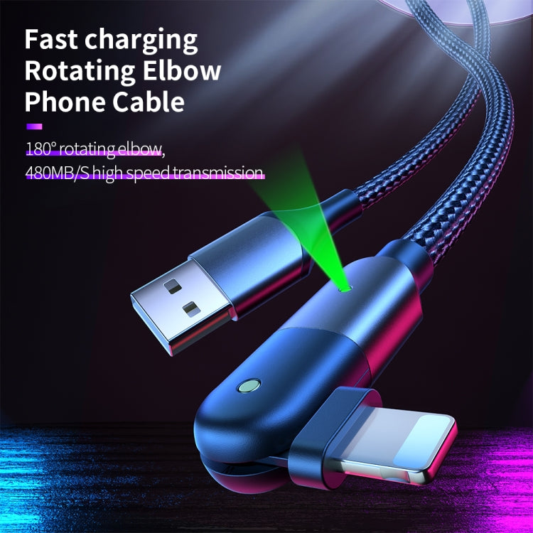 FXCL-WYA09 2.4A USB to 8 Pin 180 Degree Rotating Elbow Charging Cable, Length:2m(Red) - free shipping - PMC Jewellery - Order now!
