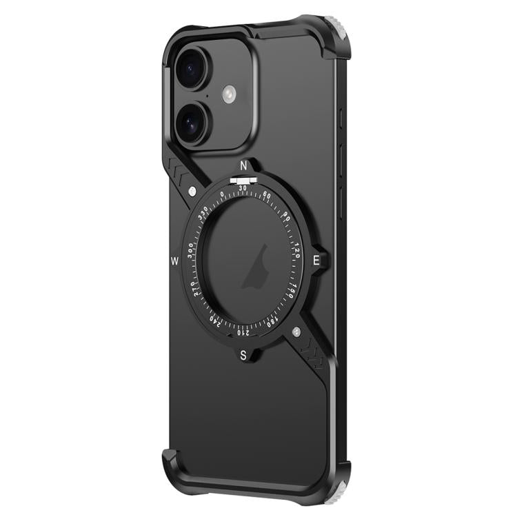 For iPhone 16 S Shaped 360 Holder Airbag Frameless MagSafe Metal Phone Case(Black) - free shipping - PMC TechLife - Order now!