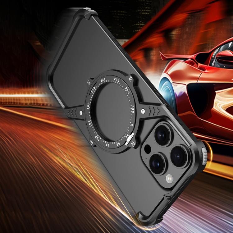 For iPhone 14 Pro Max S Shaped 360 Holder Airbag Frameless MagSafe Metal Phone Case(Space Gray) - free shipping - PMC TechLife - Order now!