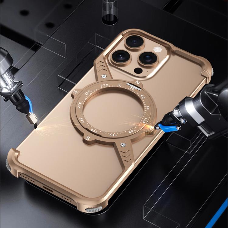 For iPhone 16 Pro S Shaped 360 Holder Airbag Frameless MagSafe Metal Phone Case(Space Gray) - free shipping - PMC TechLife - Order now!
