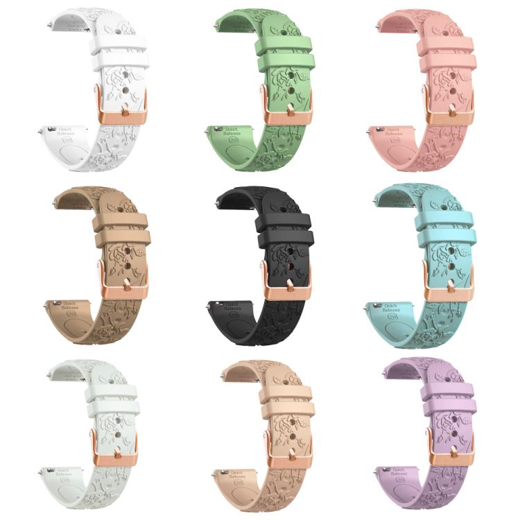 20mm Embossed Rose Gold Buckle Silicone Watch Band(White) - free shipping - PMc TechLife - Order now!