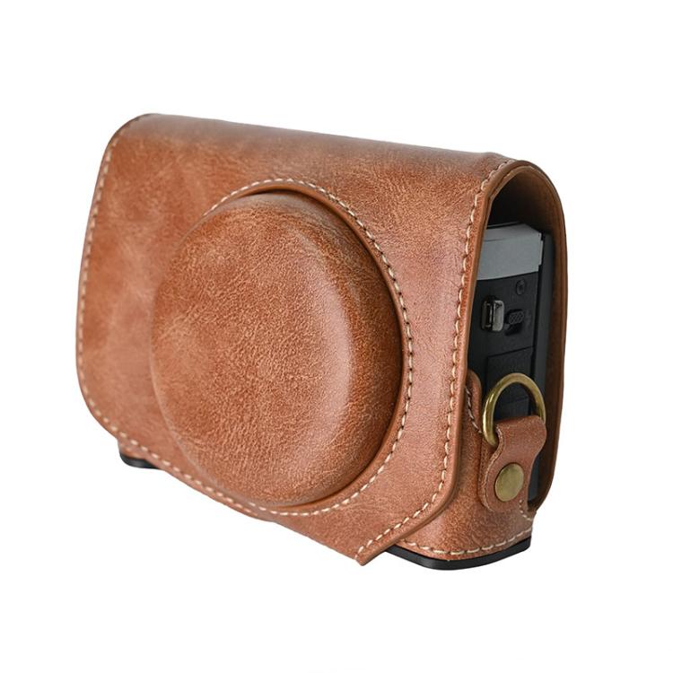 For Canon G7 X Mark III / G7X3 Retro Pull Up Leather Full Body Camera Case Bag with Strap(Brown) - free shipping - PMC TechLife - Order now!
