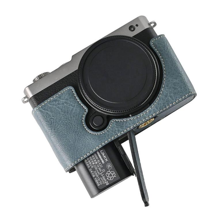 For Panasonic LUMIX S9 Litchi Texture PU Leather Camera Half Case Base(Blue) - free shipping - PMC TechLife - Order now!