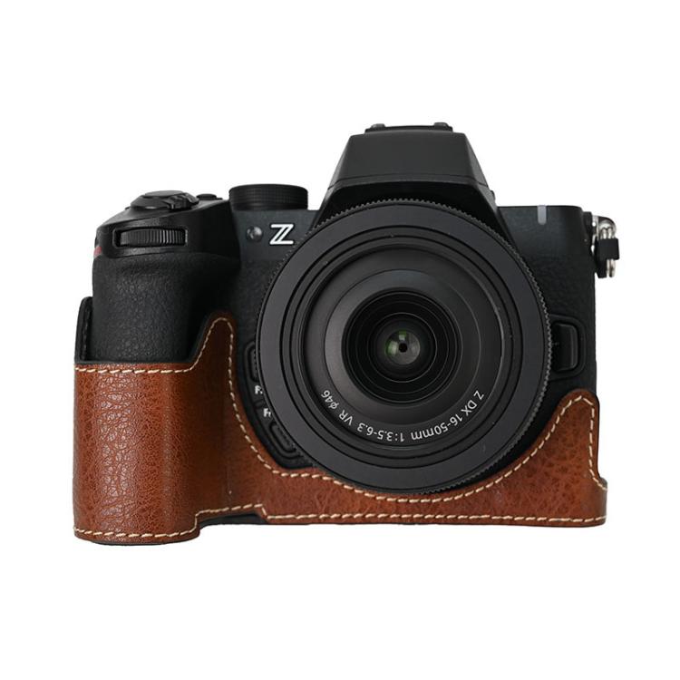 For Nikon Z50II Litchi Texture PU Leather Camera Half Case Base(Coffee) - free shipping - PMC TechLife - Order now!