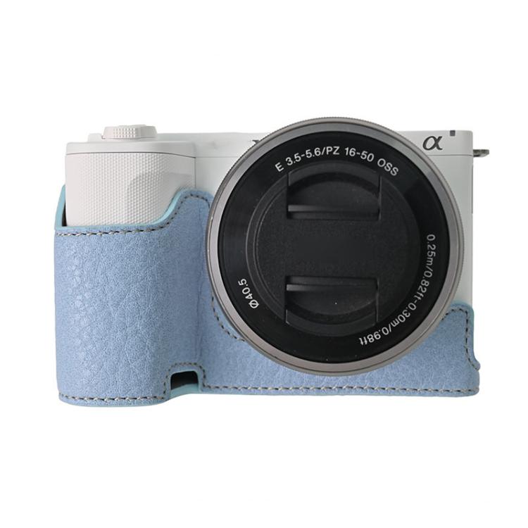 For Sony Alpha ZV-E10 II / ZV-E10M2 Litchi Texture PU Leather Camera Half Case Base(Blue) - free shipping - PMC TechLife - Order now!