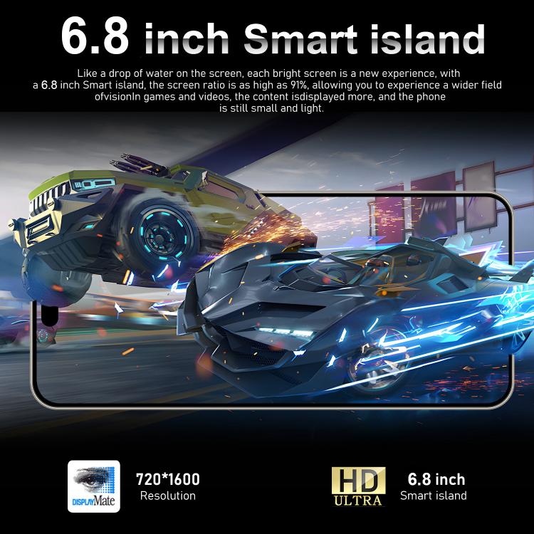 I16 Pro Max / VD1, 3GB+32GB, 6.8 inch Android 10 MTK6753 Octa Core, Network: 4G, Dual SIM, Plug:AU Plug(Black) - free shipping - PMc TechLife - Order now!
