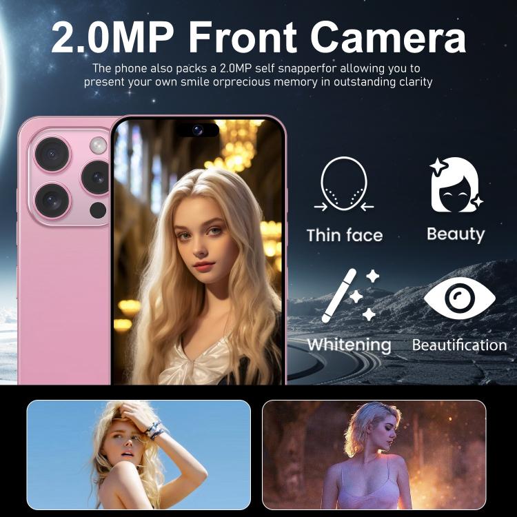 I16 Pro Max / VD1, 3GB+32GB, 6.8 inch Android 10 MTK6753 Octa Core, Network: 4G, Dual SIM, Plug:AU Plug(Pink) - free shipping - PMc TechLife - Order now!