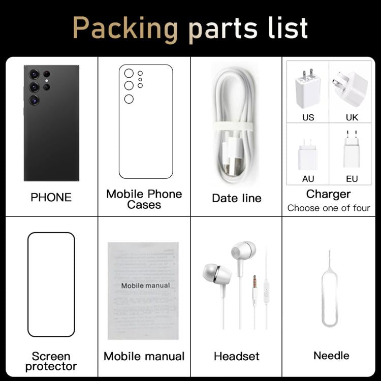 S24 Ultra / S7, 4GB+128GB, 6.75 inch Android 10 MTK6750 Octa Core, Network: 4G, Dual SIM, Plug:UK Plug(Black) - free shipping - PMc TechLife - Order now!