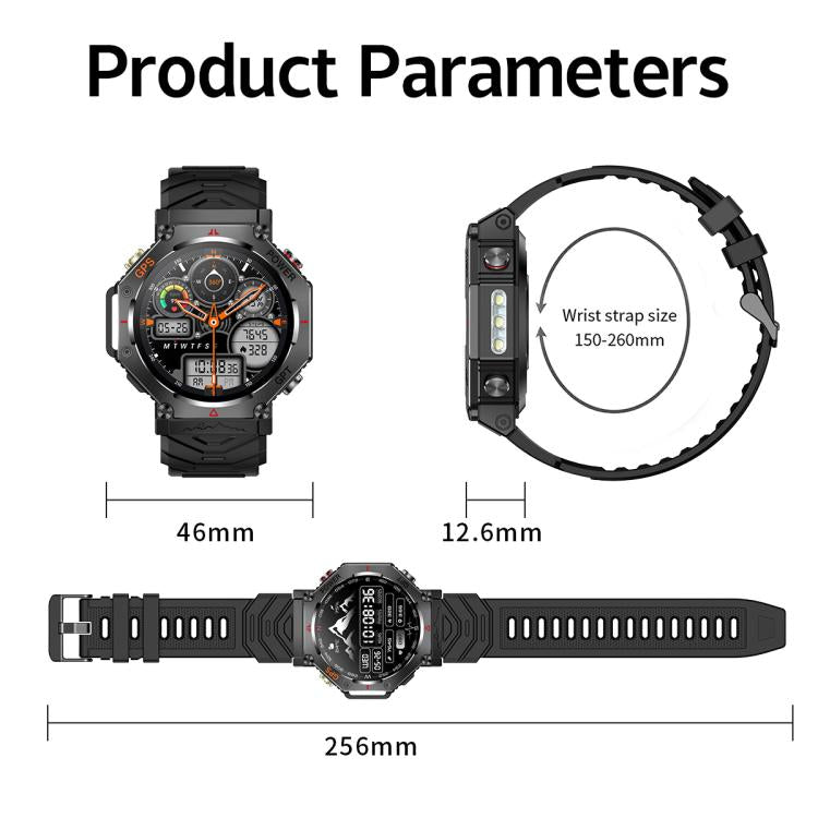 KC91 1.39 inch IPS Screen 3ATM Outdoor GPS Smart Watch with Flashlight(Camouflage) - Smart Watches by PMC TechLife | Online Shopping South Africa | PMC TechLife | Buy Now Pay Later Mobicred
