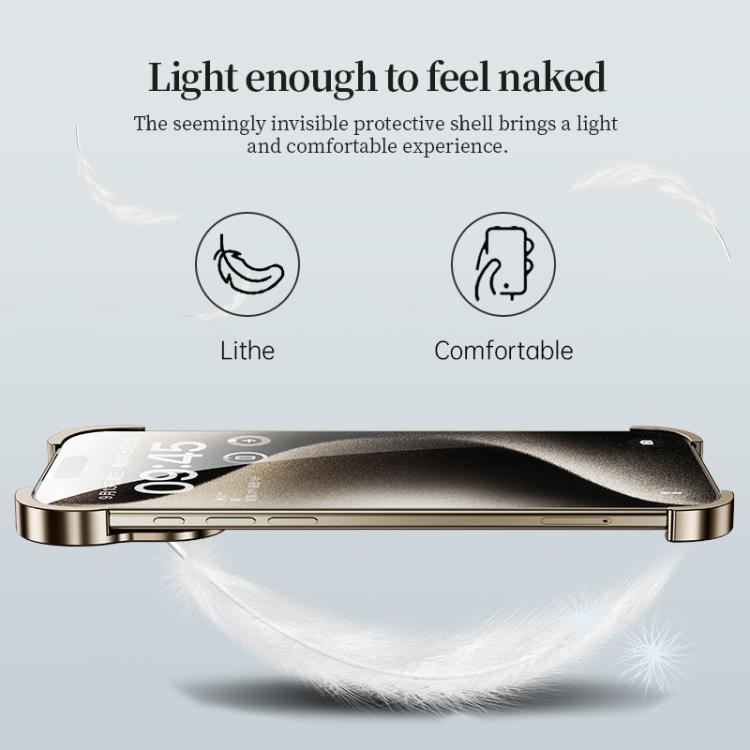 For iPhone 17 Pro Max Frameless Metal Corner Pad Phone Case with Lens Film(Silver) - free shipping - PMC TechLife - Order now!