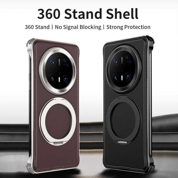 For Huawei Mate 70 Pro Metal Frameless Plain Leather MagSafe Holder Phone Case(Black) - free shipping - PMC TechLife - Order now!
