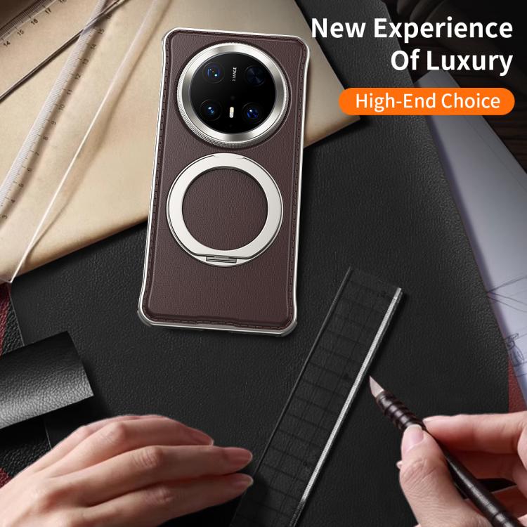 For Huawei Mate 70 Pro Metal Frameless Plain Leather MagSafe Holder Phone Case(Black) - free shipping - PMC TechLife - Order now!