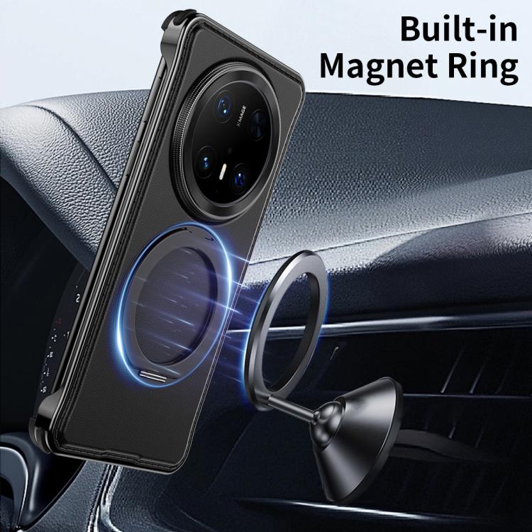 For Huawei Mate 70 Pro Metal Frameless Plain Leather MagSafe Holder Phone Case(Black) - free shipping - PMC TechLife - Order now!