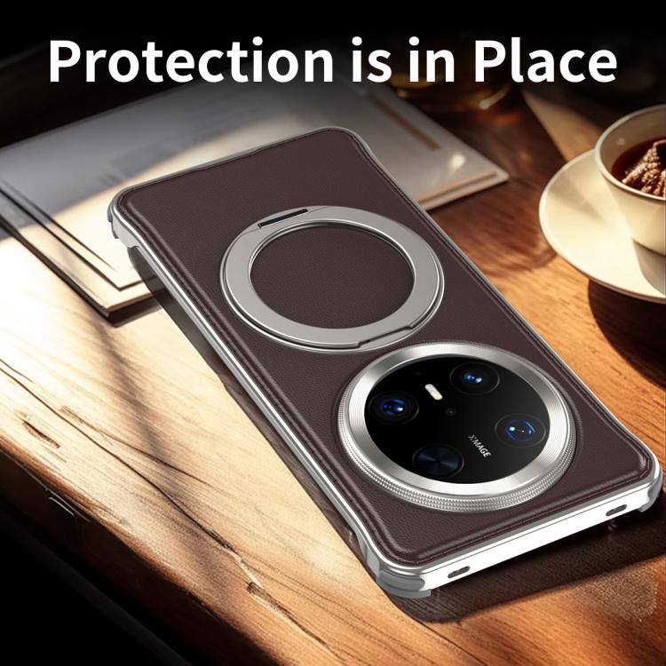 For Huawei Mate 70 Pro Metal Frameless Plain Leather MagSafe Holder Phone Case(Black) - free shipping - PMC TechLife - Order now!