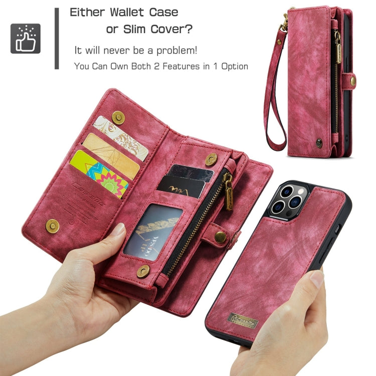 For iPhone 12 Pro Max CaseMe-008 Detachable Multifunctional Wallet Leather Phone Case (Red) - free shipping - PMC Jewellery - Order now!