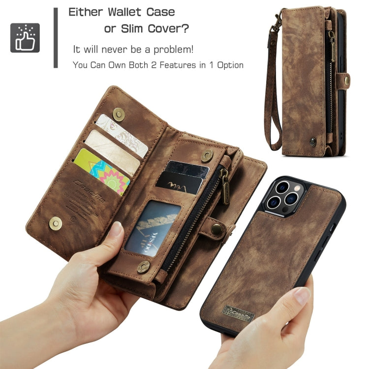 For iPhone 12 Pro Max CaseMe-008 Detachable Multifunctional Wallet Leather Phone Case (Brown) - free shipping - PMC Jewellery - Order now!