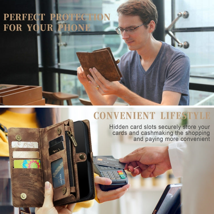 For iPhone 12 Pro Max CaseMe-008 Detachable Multifunctional Wallet Leather Phone Case (Brown) - free shipping - PMC Jewellery - Order now!