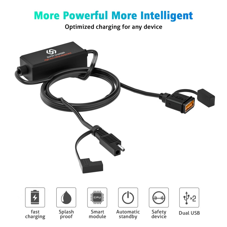 WUPP CS-1186B1 Motorcycle SAE Single USB Port Fast Charging Charger - Battery Charger by WUPP | Online Shopping South Africa | PMC Jewellery