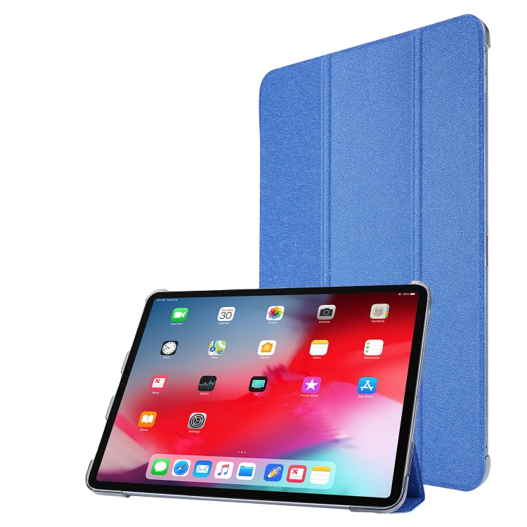 Silk Texture Flip Magnetic PU Leather Smart Case with Three-folding Holder For iPad Air 11 2024 / Air 2022 / 2020 10.9(Blue) - iPad Air (2022) / (2020) 10.9 Cases by PMC Jewellery | Online Shopping South Africa | PMC Jewellery | Buy Now Pay Later Mobicred