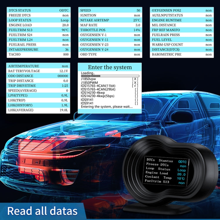 F9 OBD2 + GPS Mode Car HUD Head-up Display Speed / Water Temperature / Voltage Display - Head Up Display System by PMC TechLife | Online Shopping South Africa | PMC TechLife | Buy Now Pay Later Mobicred