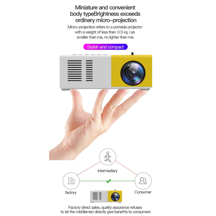 J9 1920x1080P 15 ANSI Portable Home Theater Mini LED HD Digital Projector, Basic Version, EU Plug(Black White) - Mini Projector by PMC Jewellery | Online Shopping South Africa | PMC Jewellery | Buy Now Pay Later Mobicred