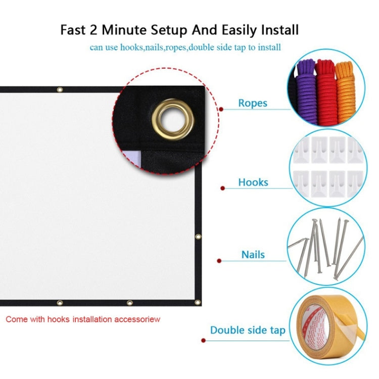 Simple Folding Thin Polyester Projector Film Curtain, Size:120 inch (16:9) Projection Area: 265 x 150cm - free shipping - PMC TechLife - Order now!