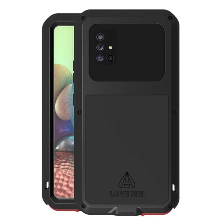 For Samsung Galaxy A71 5G LOVE MEI Metal Shockproof Waterproof Dustproof Protective Case with Glass(Black) - Galaxy Phone Cases by LOVE MEI | Online Shopping South Africa | PMC Jewellery