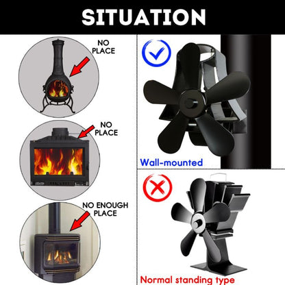 YL-106 5-Blade High Temperature Aluminum Heat Powered Fireplace Stove Fan(Silver) - Fireplace Fan by PMC Jewellery | Online Shopping South Africa | PMC Jewellery | Buy Now Pay Later Mobicred