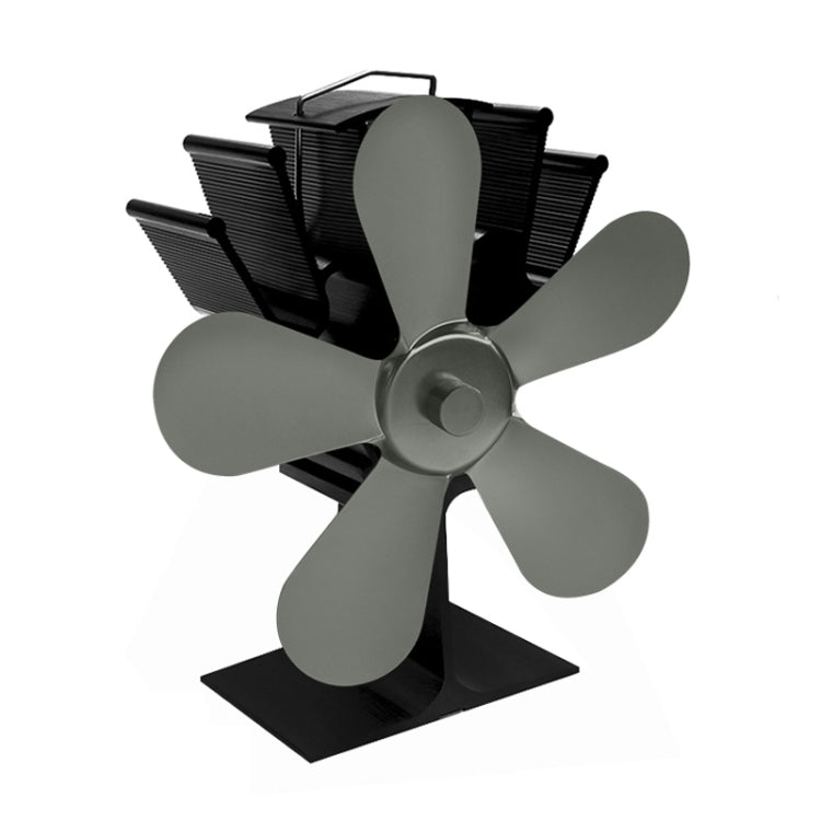 YL602 5-Blade High Temperature Metal Heat Powered Fireplace Stove Fan (Grey) - Fireplace Fan by PMC Jewellery | Online Shopping South Africa | PMC Jewellery | Buy Now Pay Later Mobicred