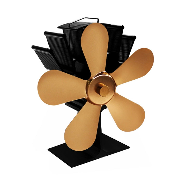 YL602 5-Blade High Temperature Metal Heat Powered Fireplace Stove Fan (Gold) - Fireplace Fan by PMC Jewellery | Online Shopping South Africa | PMC Jewellery | Buy Now Pay Later Mobicred