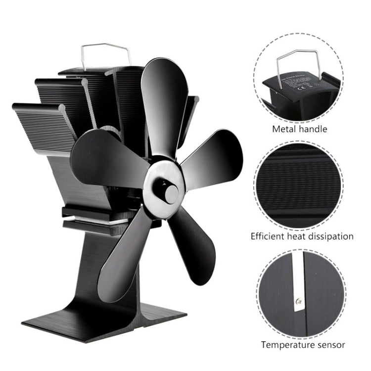 YL602 5-Blade High Temperature Metal Heat Powered Fireplace Stove Fan (Silver) - Fireplace Fan by PMC Jewellery | Online Shopping South Africa | PMC Jewellery | Buy Now Pay Later Mobicred