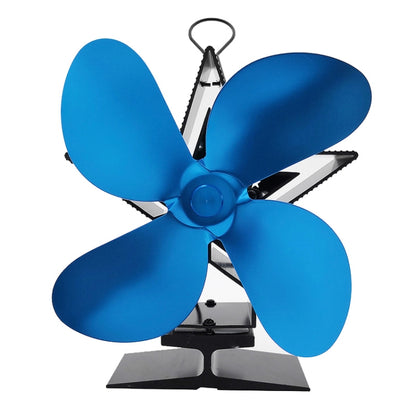 4-Blade Aluminum Heat Powered Fireplace Stove Fan (Blue) - Fireplace Fan by PMC Jewellery | Online Shopping South Africa | PMC Jewellery | Buy Now Pay Later Mobicred