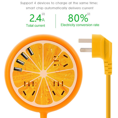 REMAX RU-S5 4 x USB Ports Multi-function Travel Home Office Socket, CN Plug, Length: 1.6m (Orange) - Extension Socket by REMAX | Online Shopping South Africa | PMC Jewellery | Buy Now Pay Later Mobicred