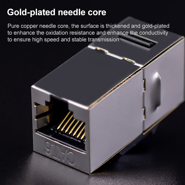 CAT.6 Shielded Pass-through Network Module, Dual Ports Panel + Shielded Pass-through + Telephone Socket (Grey) - Lan Cable and Tools by PMC TechLife | Online Shopping South Africa | PMC TechLife