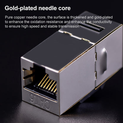 CAT.6 Shielded Pass-through Network Module, Dual Ports Panel + Shielded Pass-through + Telephone Socket (Grey) - Lan Cable and Tools by PMC Jewellery | Online Shopping South Africa | PMC Jewellery