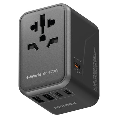 MOMAX 1-World UA8 PD 70W Fast Charger Power Adapter(Black) - USB Charger by MOMAX | Online Shopping South Africa | PMC Jewellery | Buy Now Pay Later Mobicred